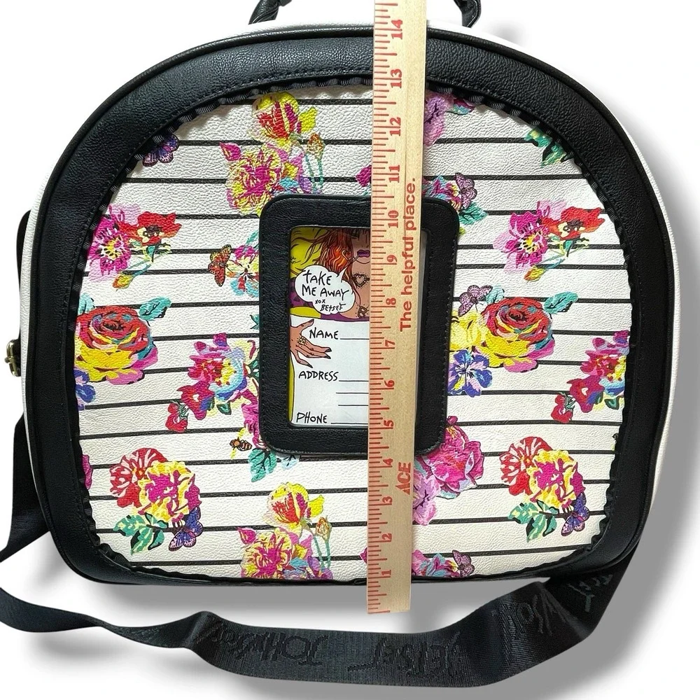 Betsey Johnson Floral Stripe Rotary Phone Satchel Travel Train Case Weekender